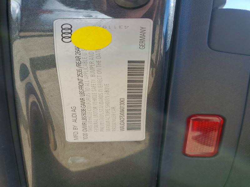 Продаж на аукціоні авто 2021 Audi A5, vin: WAUDACF5XMA013063, номер лоту: 78849365