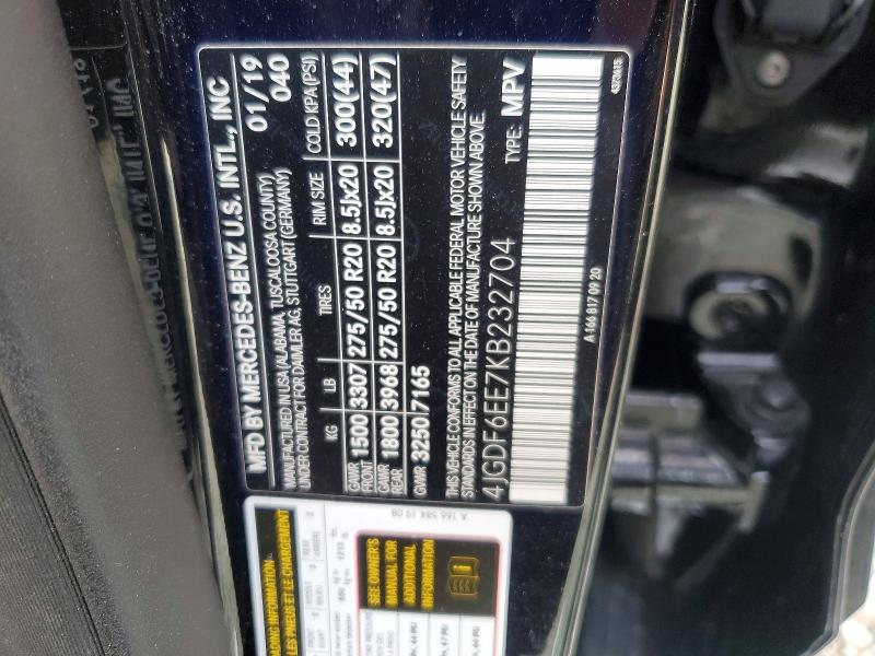 Aukcja sprzedaży 2019 Mercedes-benz Gls, vin: 4JGDF6EE7KB232704, numer aukcji: 78772155