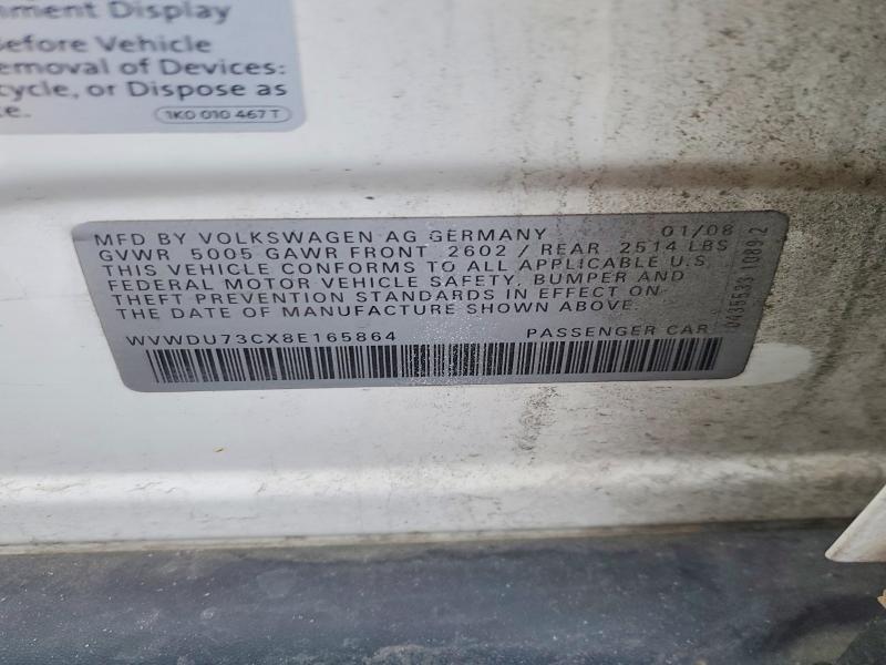 Aukcja sprzedaży 2008 Volkswagen Passat, vin: WVWDU73CX8E165864, numer aukcji: 76883555