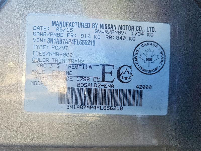74065445 :رقم المزاد ، 3N1AB7AP4FL656218 vin ، 2015 Nissan Sentra مزاد بيع