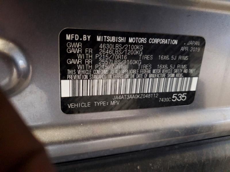 Продаж на аукціоні авто 2019 Mitsubishi Eclipse Cross, vin: JA4AT3AA0KZ048112, номер лоту: 45868296