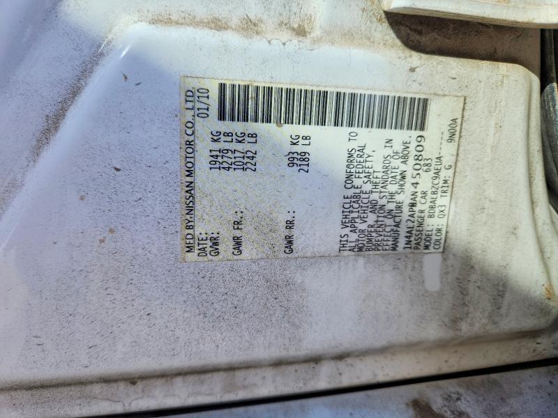 2010 Nissan Altima მანქანა იყიდება აუქციონზე, vin: 1N4AL2AP0AN450809, აუქციონის ნომერი: 78541655