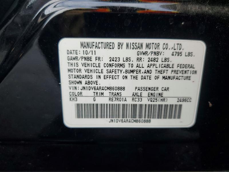 Aukcja sprzedaży 2012 Infiniti G25 Sedan, vin: JN1DV6AR4CM860888, numer aukcji: 78376995
