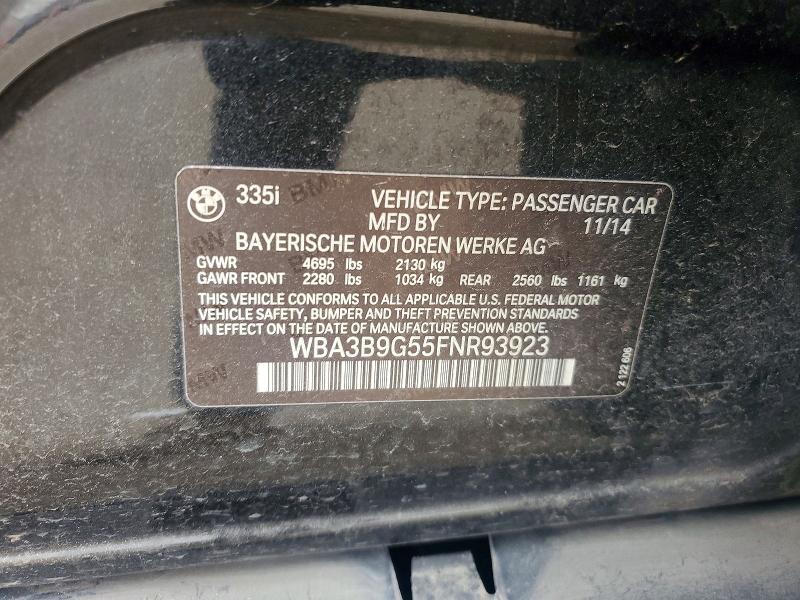 78327615 :رقم المزاد ، WBA3B9G55FNR93923 vin ، 2015 Bmw 335 مزاد بيع