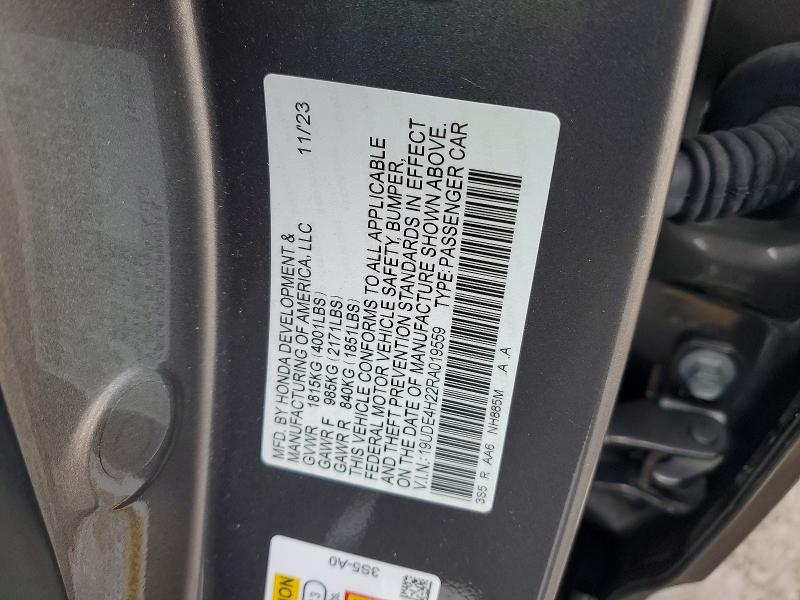 2024 Acura Integra მანქანა იყიდება აუქციონზე, vin: 19UDE4H22RA019559, აუქციონის ნომერი: 78082245