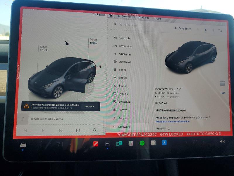 Aukcja sprzedaży 2023 Tesla Model Y, vin: 7SAYGDEE2PA200397, numer aukcji: 75090555