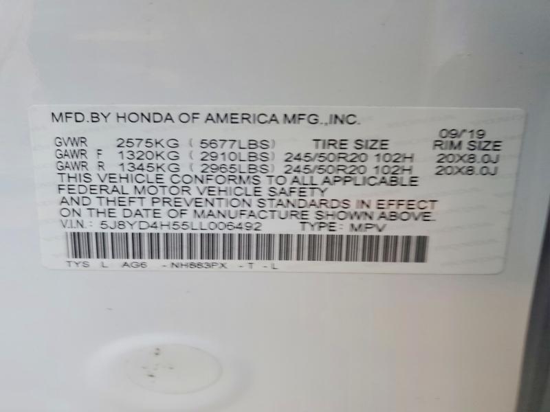 Продажа на аукционе авто 2020 Acura Mdx, vin: 5J8YD4H55LL006492, номер лота: 76568545