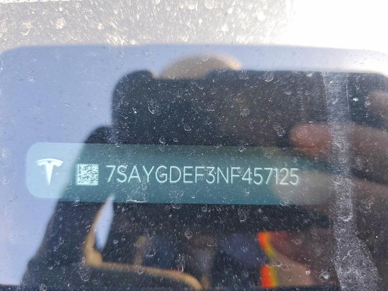 Продаж на аукціоні авто 2022 Tesla Model Y, vin: 7SAYGDEF3NF457125, номер лоту: 78344355