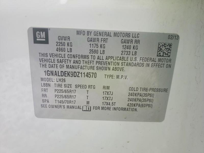Aukcja sprzedaży 2013 Chevrolet Equinox, vin: 1GNALDEK9DZ114570, numer aukcji: 78493325