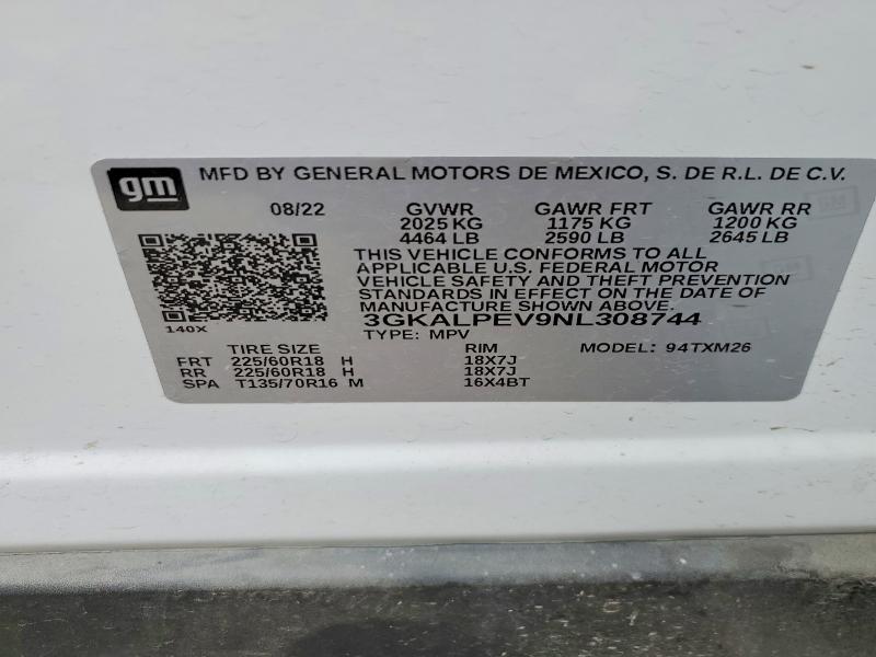 2022 Gmc Terrain მანქანა იყიდება აუქციონზე, vin: 3GKALPEV9NL308744, აუქციონის ნომერი: 78949955