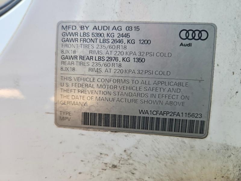 Aukcja sprzedaży 2015 Audi Q5, vin: WA1CFAFP2FA115623, numer aukcji: 78688945