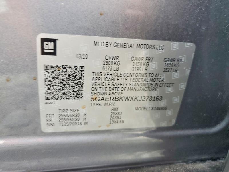 77088265 :رقم المزاد ، 5GAERBKWXKJ273163 vin ، 2019 Buick Enclave مزاد بيع