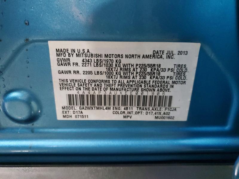 78837675 :رقم المزاد ، 4A4AP3AUXEE001906 vin ، 2014 Mitsubishi Outlander Sport مزاد بيع