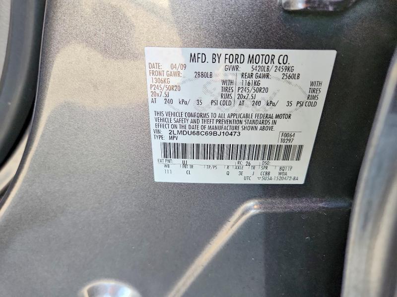 Aukcja sprzedaży 2009 Lincoln Townhouse Mkx, vin: 2LMDU68C69BJ10473, numer aukcji: 76611635