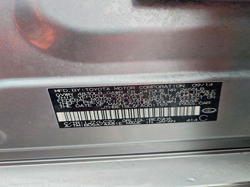 Aukcja sprzedaży 2015 Lexus Gs, vin: JTHBE1BL6FA001159, numer aukcji: 75974875