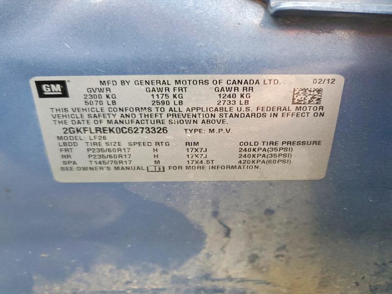 2012 Gmc Terrain მანქანა იყიდება აუქციონზე, vin: 2GKFLREK0C6273326, აუქციონის ნომერი: 78854605