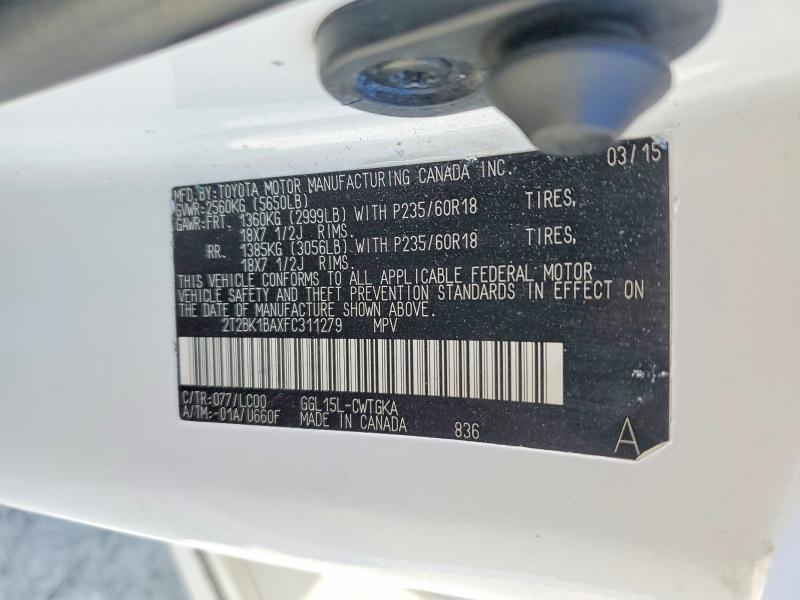 Aukcja sprzedaży 2015 Lexus Rx, vin: 2T2BK1BAXFC311279, numer aukcji: 77686545