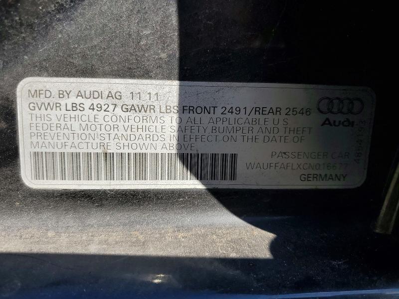 2012 Audi A4 მანქანა იყიდება აუქციონზე, vin: WAUFFAFLXCN016677, აუქციონის ნომერი: 78280675