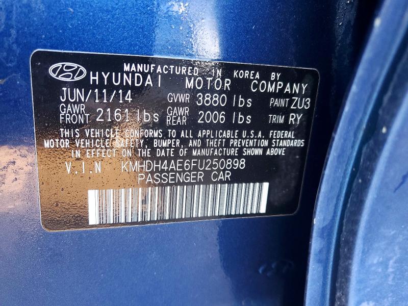 79176765 :رقم المزاد ، KMHDH4AE6FU250898 vin ، 2015 Hyundai Elantra مزاد بيع