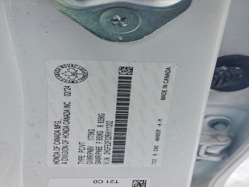 74762885 :رقم المزاد ، 2HGFE2F32RH111202 vin ، 2024 Honda Civic مزاد بيع