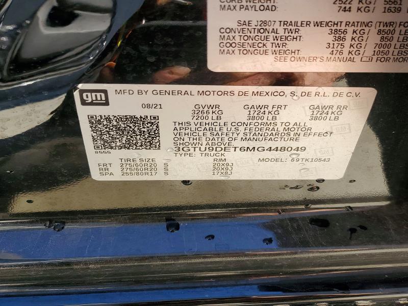 Продаж на аукціоні авто 2021 Gmc Sierra, vin: 3GTU9DET6MG448049, номер лоту: 75649225