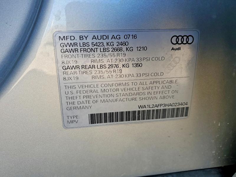 Продаж на аукціоні авто 2017 Audi Q5, vin: WA1L2AFP3HA023404, номер лоту: 79232815