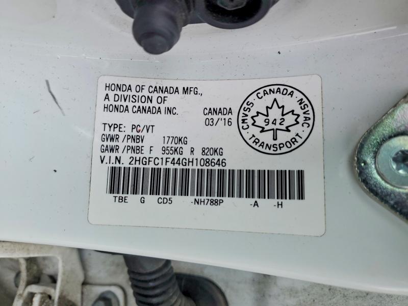 Aukcja sprzedaży 2016 Honda Civic, vin: 2HGFC1F44GH108646, numer aukcji: 77286185