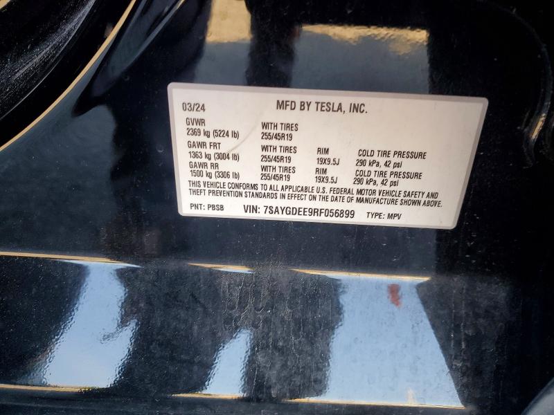 2024 Tesla Model Y მანქანა იყიდება აუქციონზე, vin: 7SAYGDEE9RF056899, აუქციონის ნომერი: 77554615