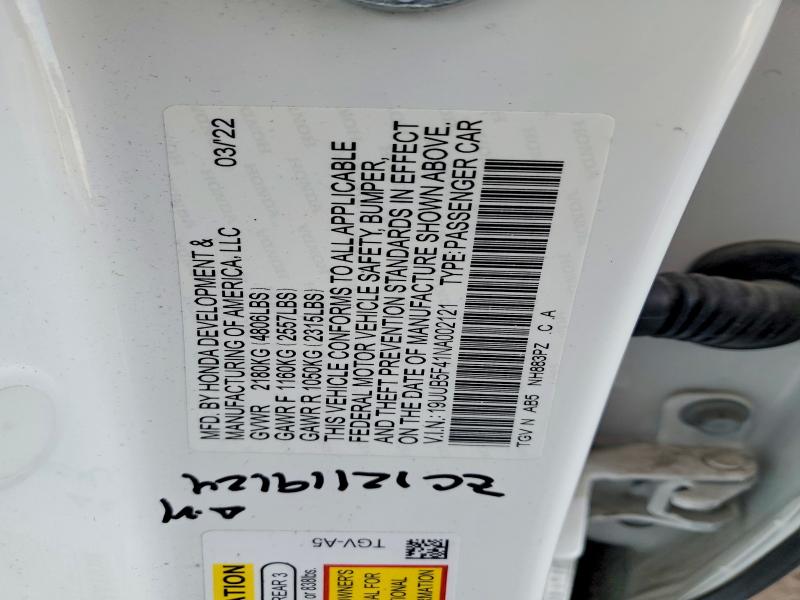 78255485 :رقم المزاد ، 19UUB5F41NA002121 vin ، 2022 Acura Tlx مزاد بيع