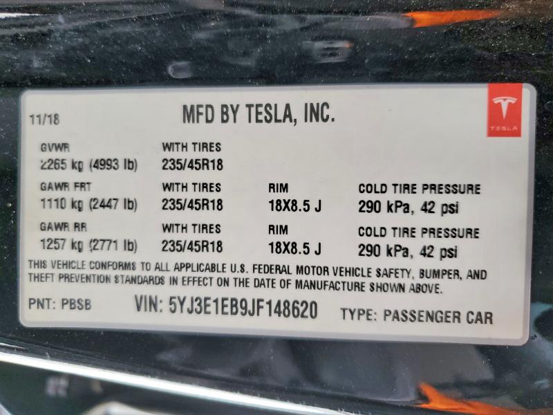 Продаж на аукціоні авто 2018 Tesla Model 3, vin: 5YJ3E1EB9JF148620, номер лоту: 79163135