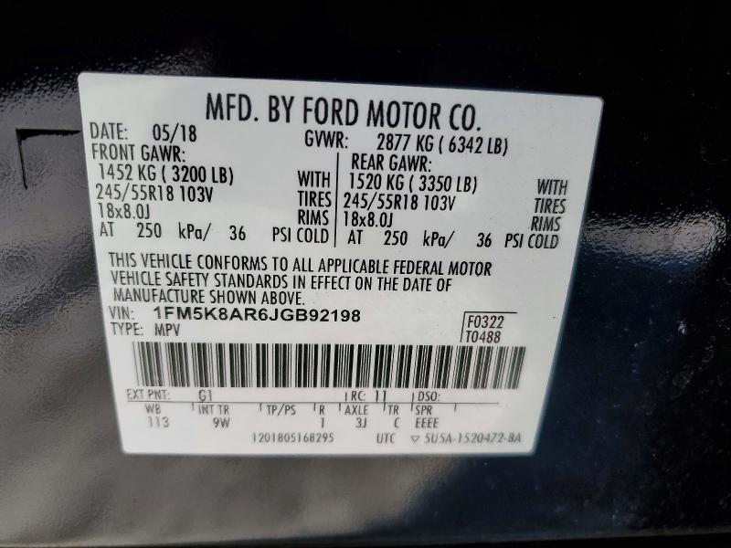 Auction sale of the 2018 Ford Explorer, vin: 1FM5K8AR6JGB92198, lot number: 78650935
