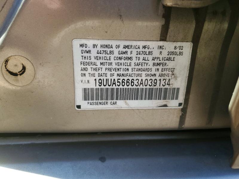 Продаж на аукціоні авто 2003 Acura 3.2tl, vin: 19UUA56663A039134, номер лоту: 76020465
