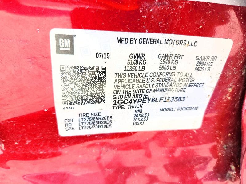 Aukcja sprzedaży 2020 Chevrolet Silverado, vin: 1GC4YPEY6LF113583, numer aukcji: 78669065