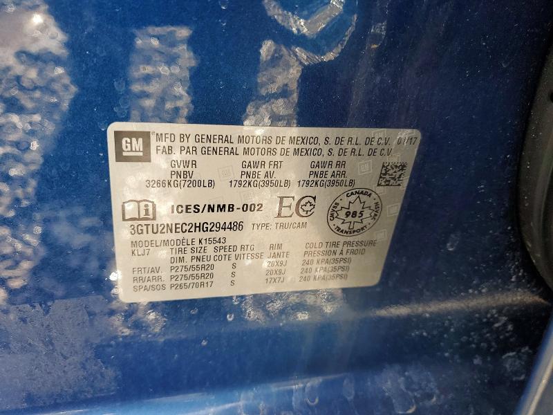 Продажа на аукционе авто 2017 Gmc Sierra, vin: 3GTU2NEC2HG294486, номер лота: 79235395