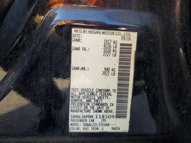 Auction sale of the 2017 Nissan Altima, vin: 1N4AL3AP0HC118509, lot number: 76138315