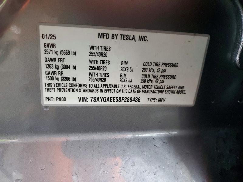 Aukcja sprzedaży 2025 Tesla Model Y, vin: 7SAYGAEE5SF288436, numer aukcji: 77429305