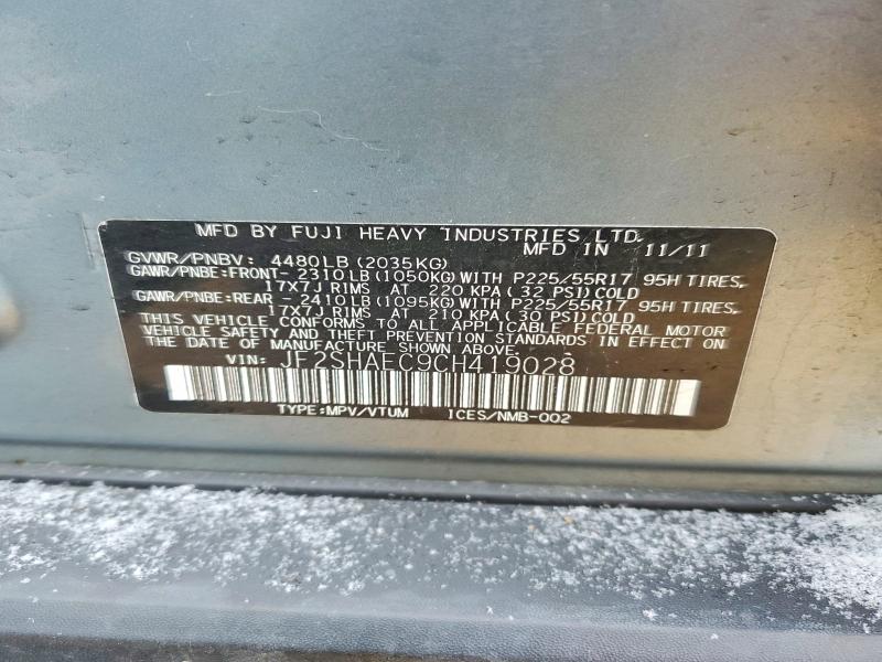 Aukcja sprzedaży 2012 Subaru Forester, vin: JF2SHAEC9CH419028, numer aukcji: 77871955