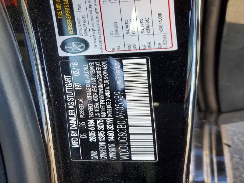 Aukcja sprzedaży 2018 Mercedes-benz S, vin: WDDUG8GB0JA405389, numer aukcji: 78100885