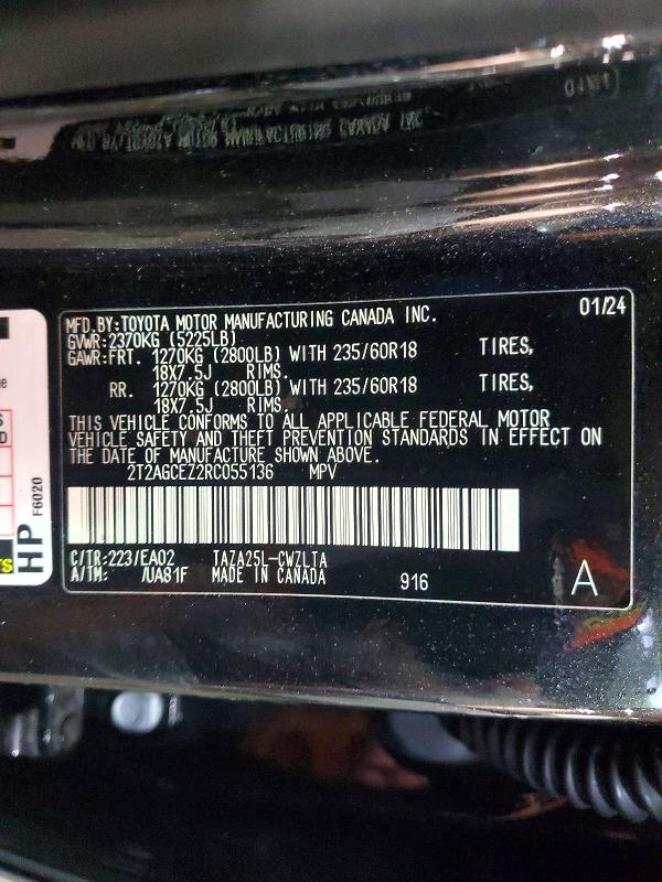 75638375 :رقم المزاد ، 2T2AGCEZ2RC055136 vin ، 2024 Lexus Nx 350 مزاد بيع