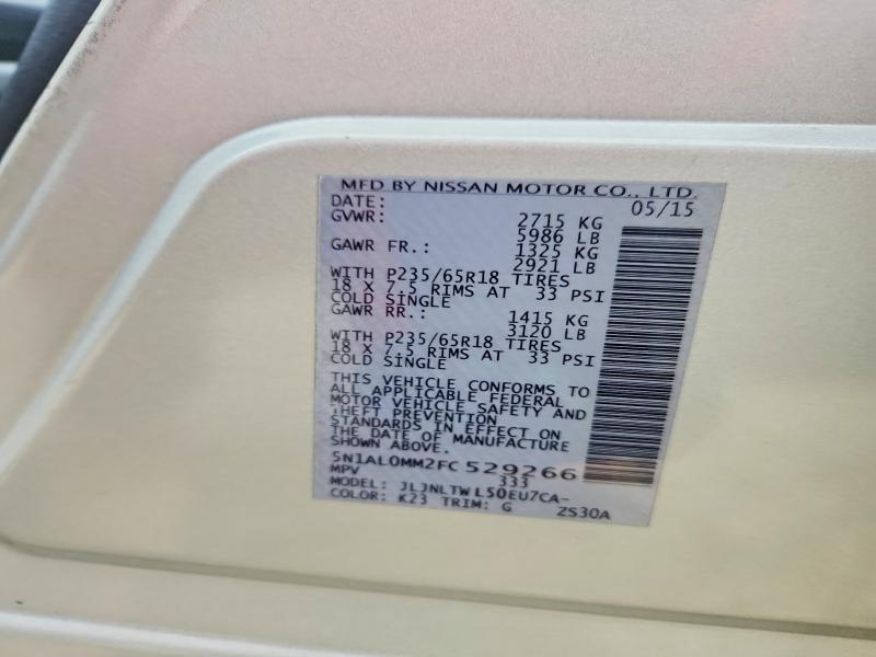 77913775 :رقم المزاد ، 5N1AL0MM2FC529266 vin ، 2015 Infiniti Qx60 مزاد بيع
