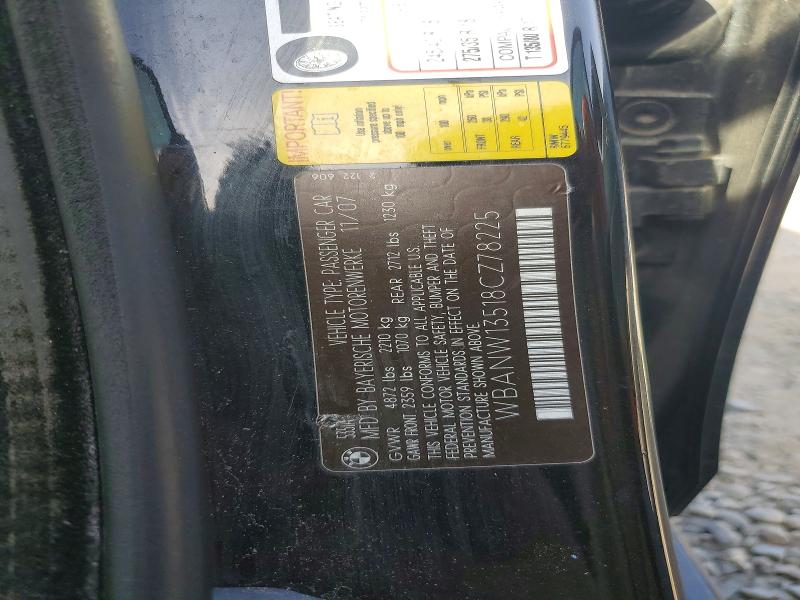 76554005 :رقم المزاد ، WBANW13518CZ78225 vin ، 2008 Bmw 535 مزاد بيع