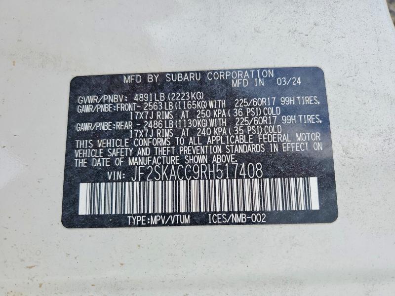 Продажа на аукционе авто 2024 Subaru Forester, vin: JF2SKACC9RH517408, номер лота: 78332965