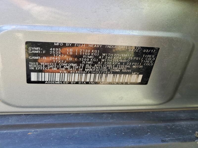 Продажа на аукционе авто 2017 Subaru Outback, vin: 4S4BSAFC1H3372883, номер лота: 78764345