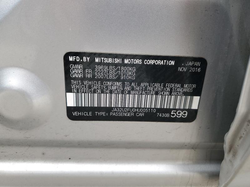 Продаж на аукціоні авто 2017 Mitsubishi Lancer, vin: JA32U2FU0HU005110, номер лоту: 77664605