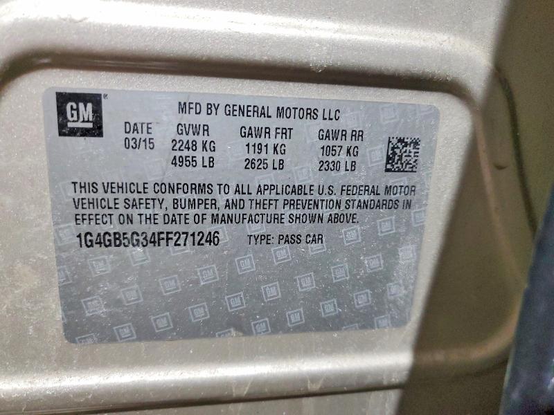 2015 Buick Lacrosse მანქანა იყიდება აუქციონზე, vin: 1G4GB5G34FF271246, აუქციონის ნომერი: 76004375