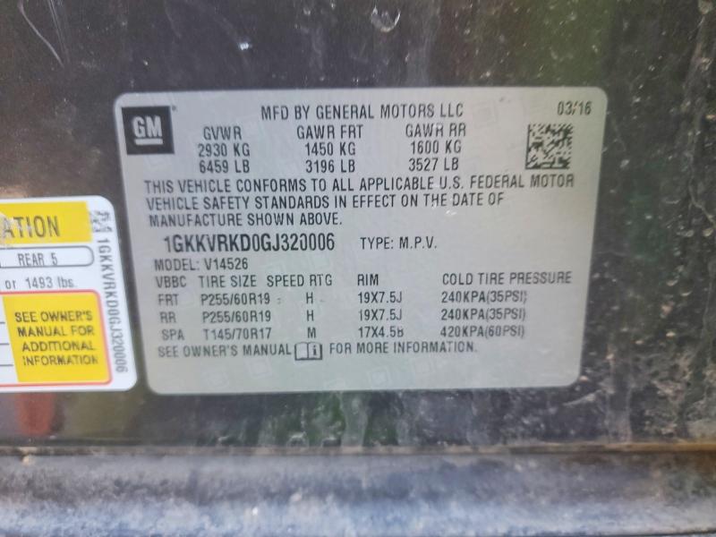 Aukcja sprzedaży 2016 Gmc Acadia, vin: 1GKKVRKD0GJ320006, numer aukcji: 79203065