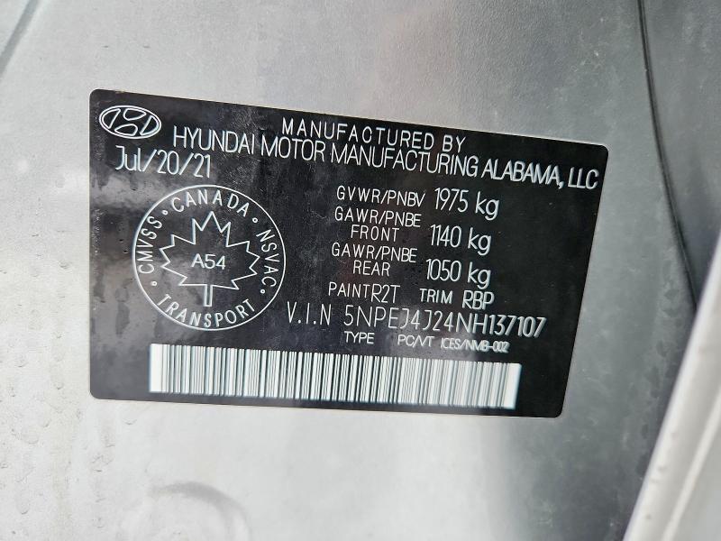 Продажа на аукционе авто 2022 Hyundai Sonata, vin: 5NPEJ4J24NH137107, номер лота: 78033705