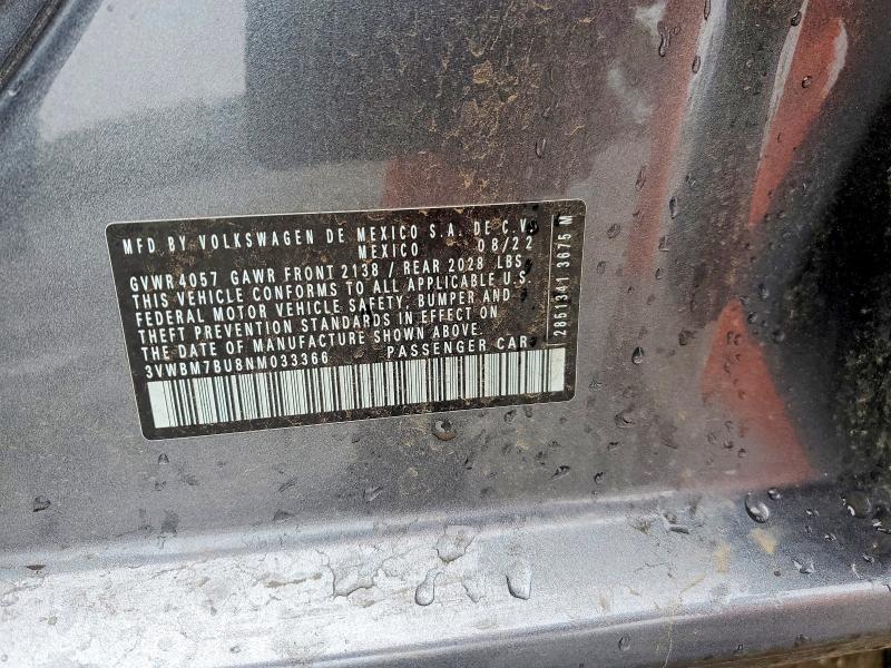 77983505 :رقم المزاد ، 3VWBM7BU8NM033366 vin ، 2022 Volkswagen Jetta مزاد بيع