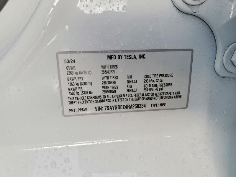 Aukcja sprzedaży 2024 Tesla Model Y, vin: 7SAYGDEE4RA250334, numer aukcji: 77226975