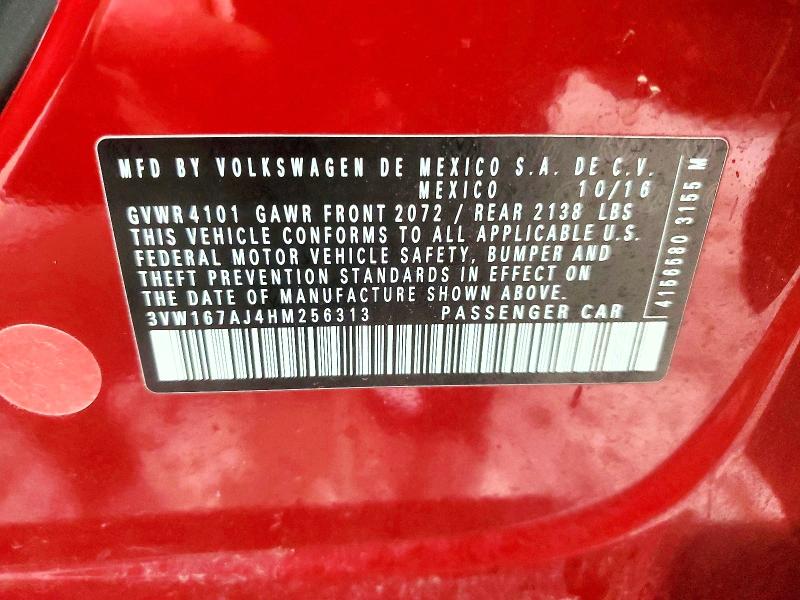 78494385 :رقم المزاد ، 3VW167AJ4HM256313 vin ، 2017 Volkswagen Jetta مزاد بيع